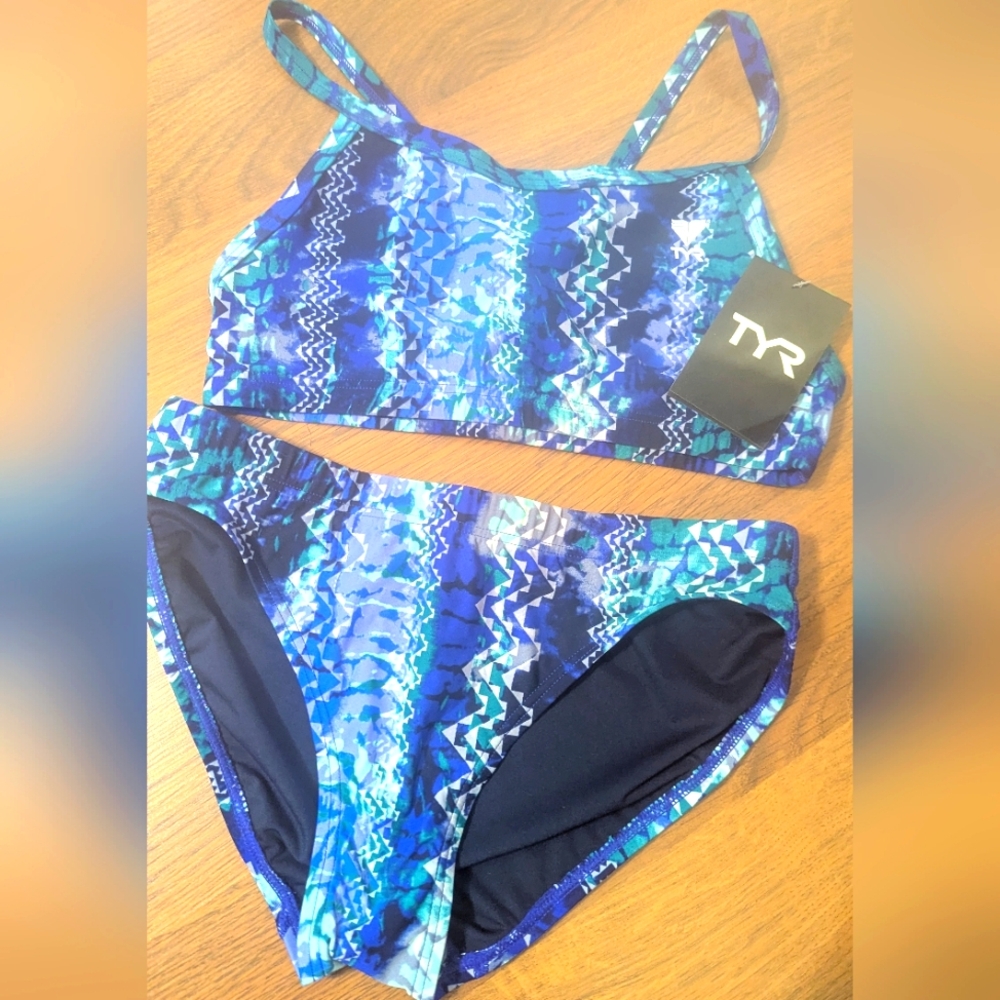 TYR Blue Patterned Bikini Swim Set